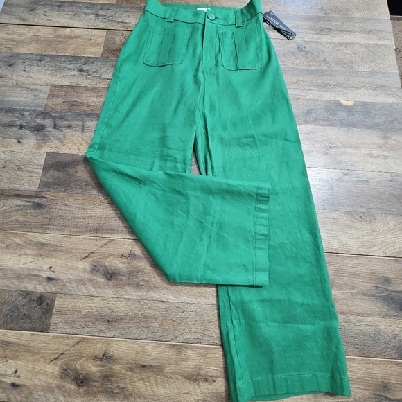New Nicole Miller New York Kelly Green High Rise Wide Leg Pants Size 6 Work Chic - Picture 2 of 10